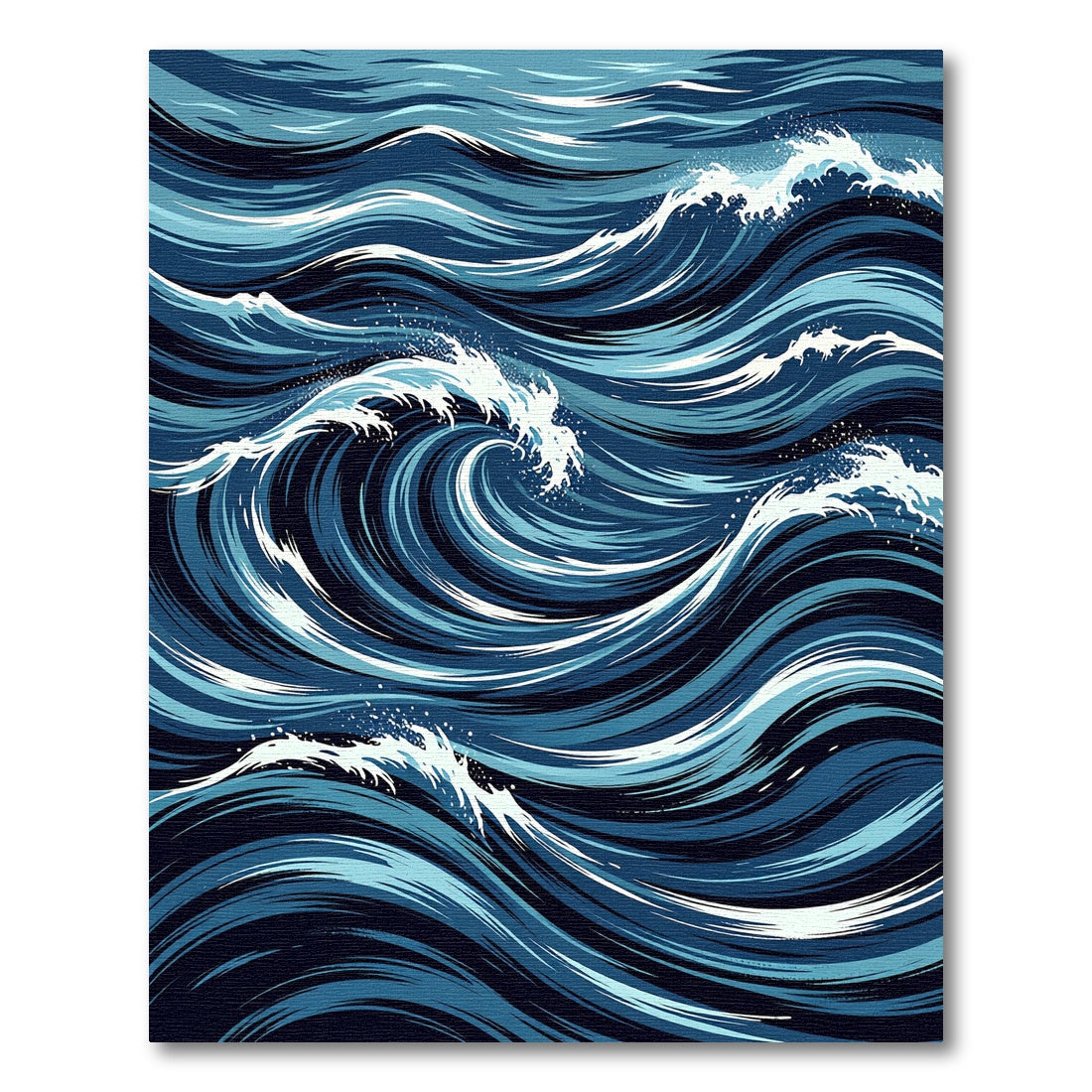 Deep Blue Ocean Wave Strokes Rug