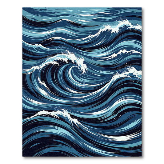 Deep Blue Ocean Wave Strokes Rug