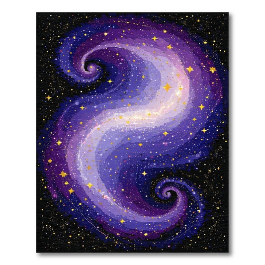 Cosmic Purple Gold Swirling Stars Rug