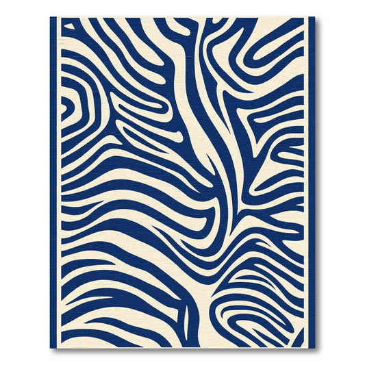 Bold Blue Cream Zebra Stripes Rug