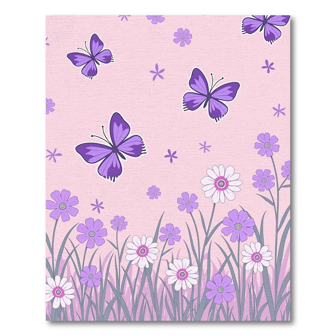 Whimsical Purple Butterfly Garden Rug