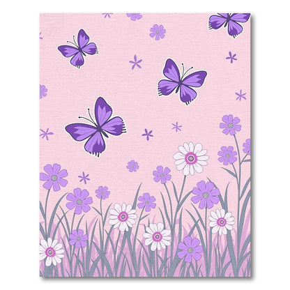 Whimsical Purple Butterfly Garden Rug