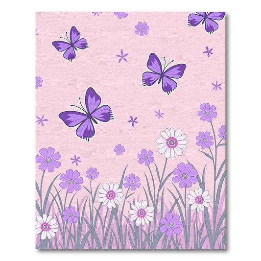 Whimsical Purple Butterfly Garden Rug