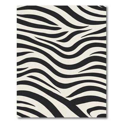 Bold Black Cream Zebra Swirls Rug