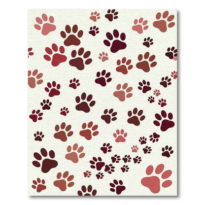 Crimson Paw Print Scatter Rug