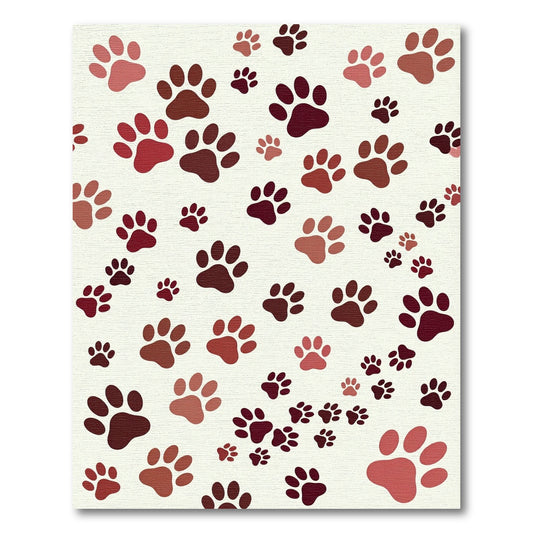 Crimson Paw Print Scatter Rug