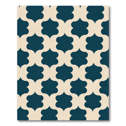 Deep Blue Quatrefoil Geometric Rug