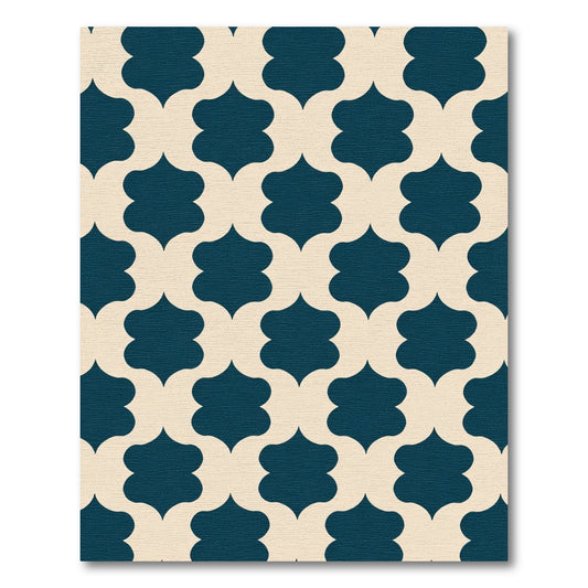 Deep Blue Quatrefoil Geometric Rug