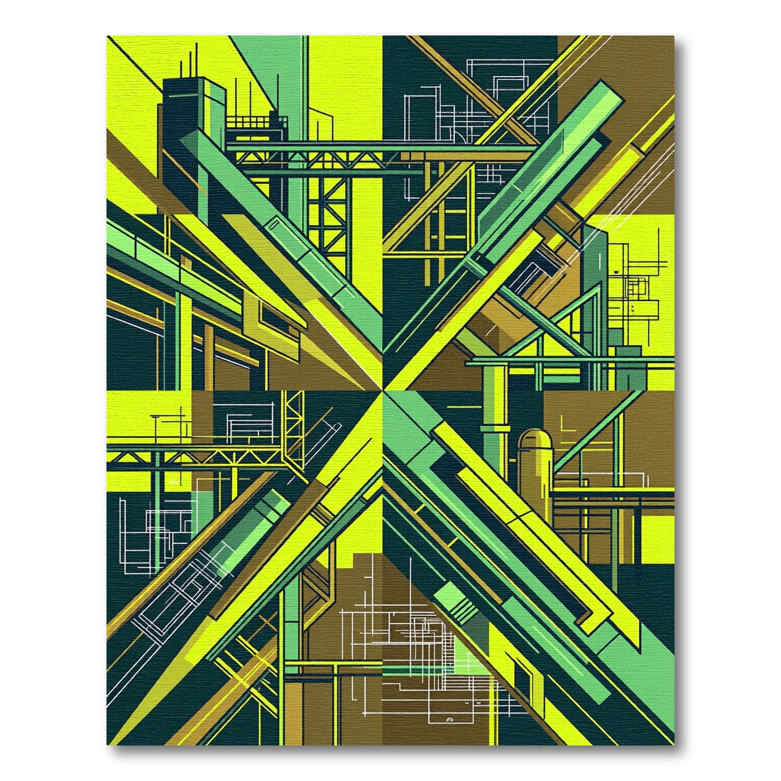 Abstract Geometric Industrial Green Rug
