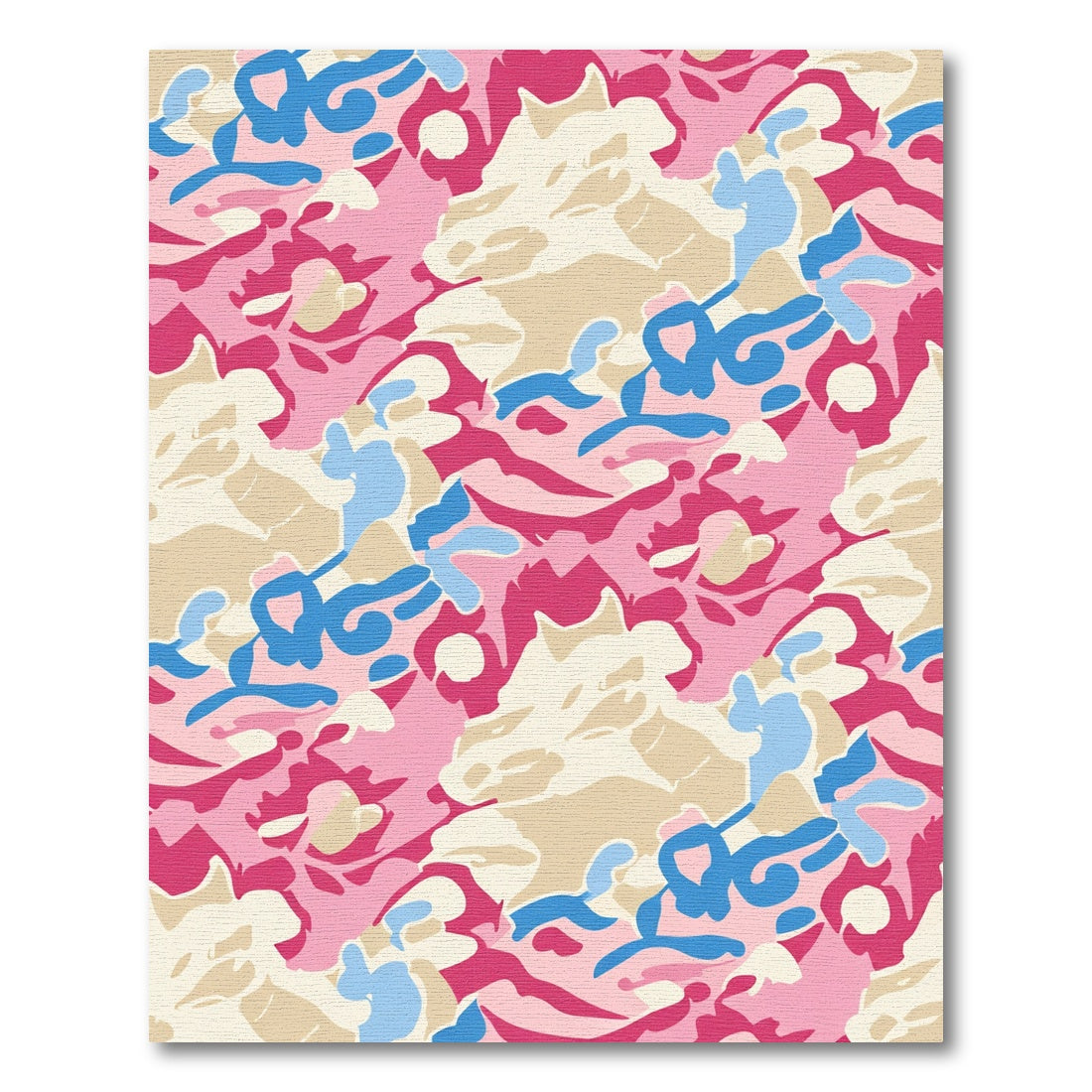 Pink Blue Camo Abstract Shapes Rug