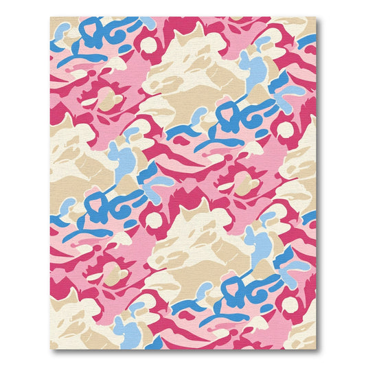 Pink Blue Camo Abstract Shapes Rug