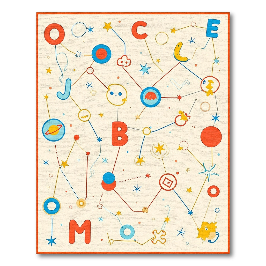 Whimsical Cosmic Alphabet Constellation Rug