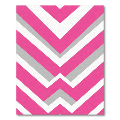 Hot Pink Gray Chevron Stripes Rug