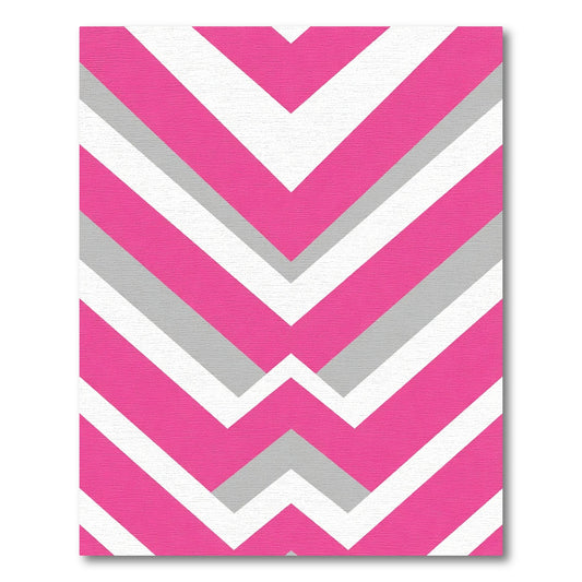 Hot Pink Gray Chevron Stripes Rug
