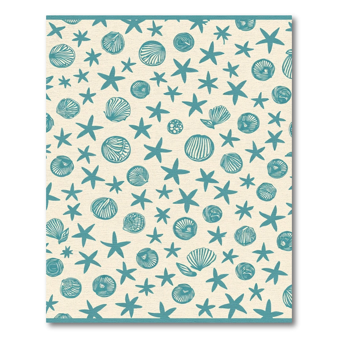 Teal Starfish Shell Nautical All-over Rug