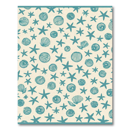 Teal Starfish Shell Nautical All-over Rug