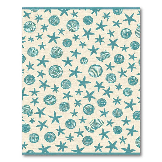 Teal Starfish Shell Nautical All-over Rug