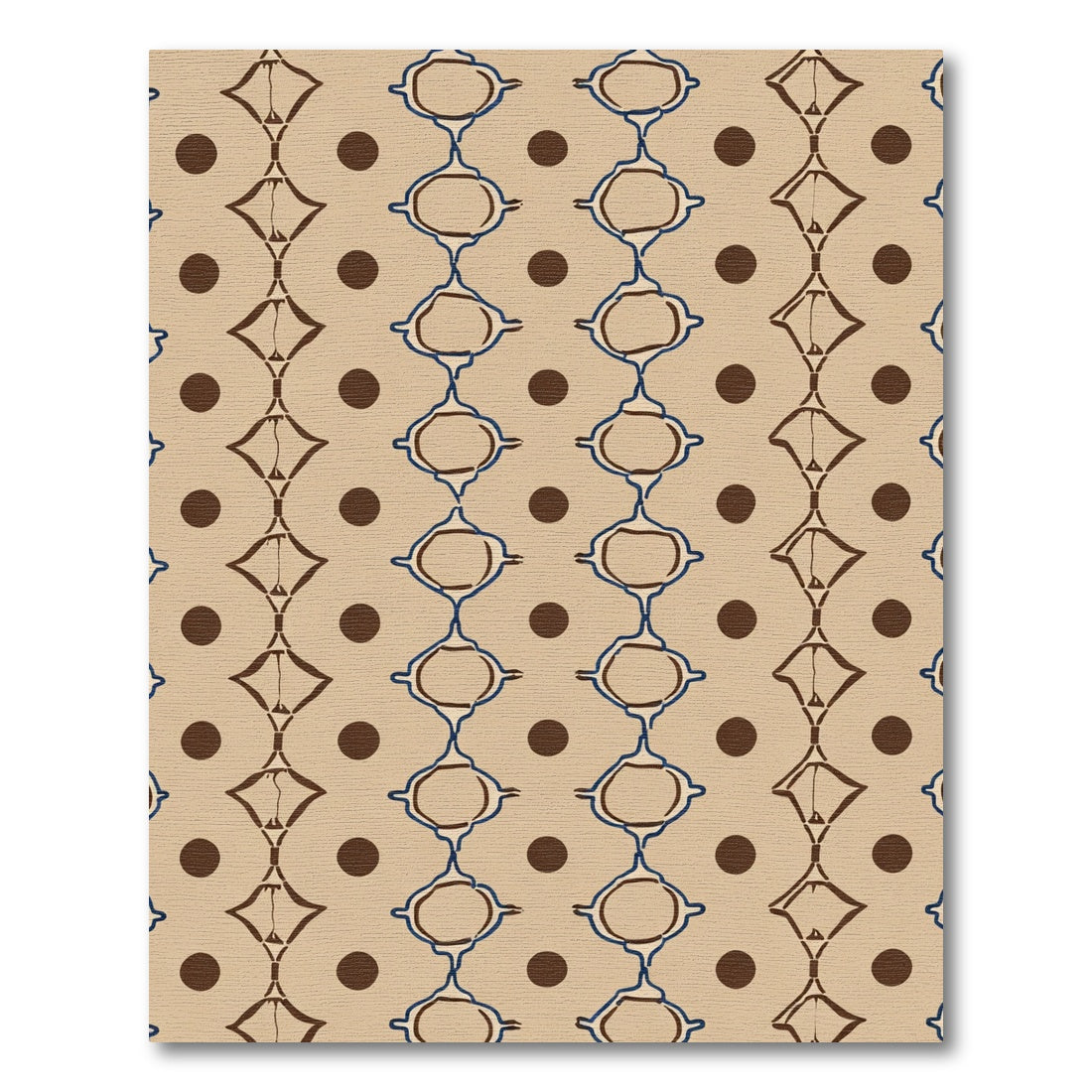 Brown Blue Ochre Ogee Diamond Dots Rug