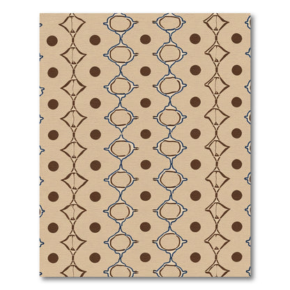 Brown Blue Ochre Ogee Diamond Dots Rug