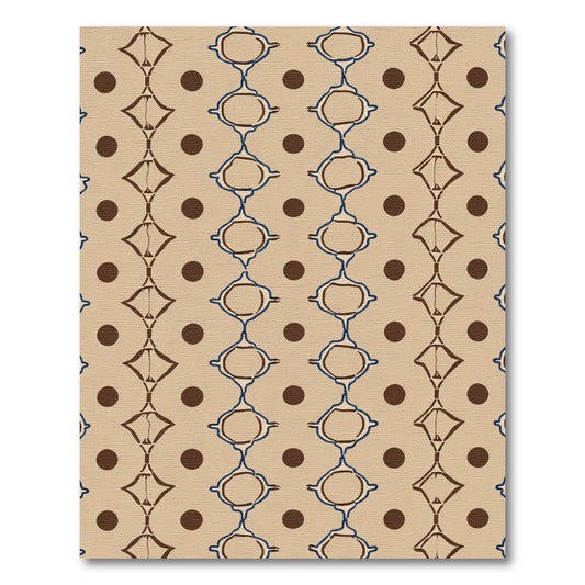 Brown Blue Ochre Ogee Diamond Dots Rug