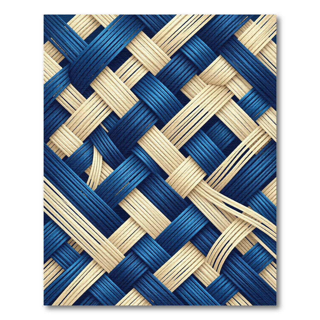 Navy and Cream Woven Geometric Weave Rug