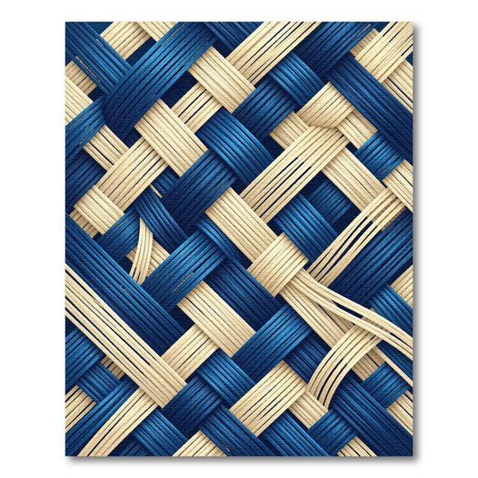 Navy and Cream Woven Geometric Weave Rug