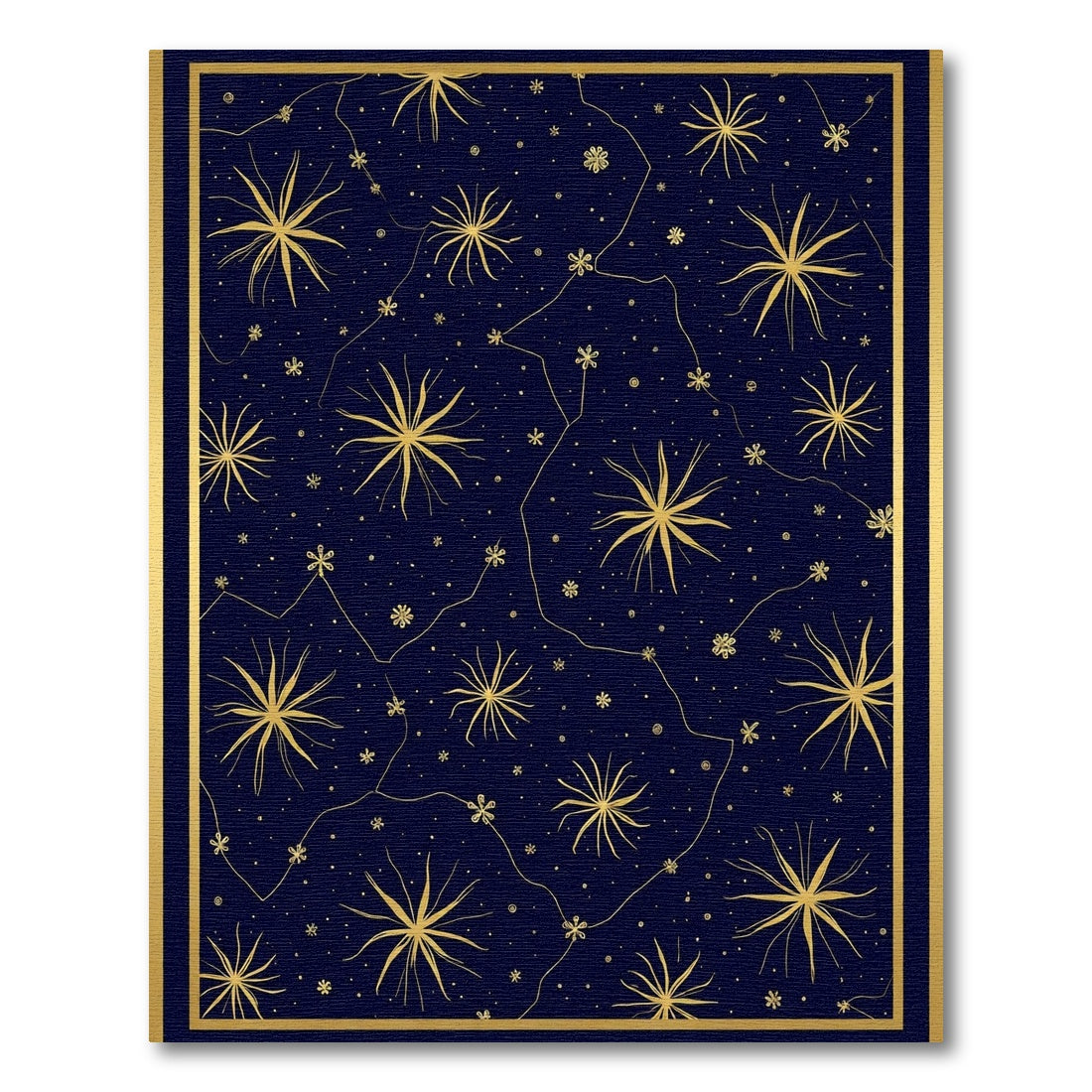 Golden Starburst Celestial Navy Rug