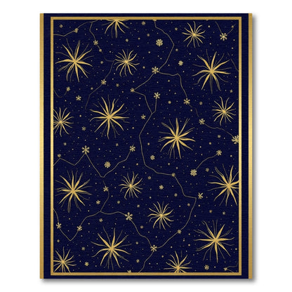 Golden Starburst Celestial Navy Rug
