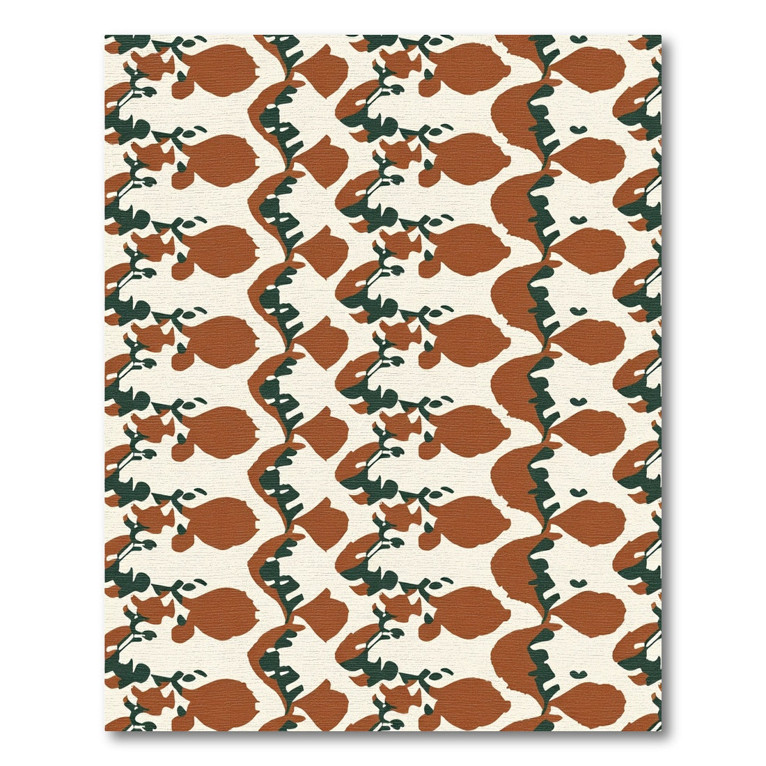 Earthy Red Green Branch Blossom Rug