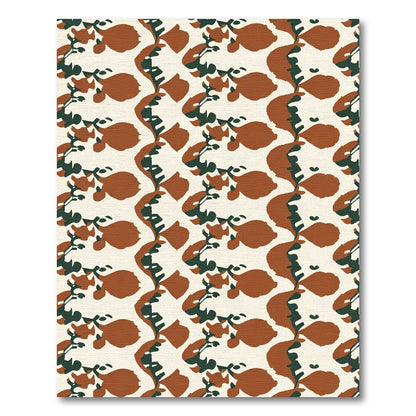 Earthy Red Green Branch Blossom Rug