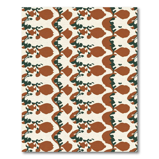 Earthy Red Green Branch Blossom Rug