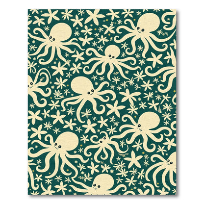 Cream Octopus Floral Teal Rug