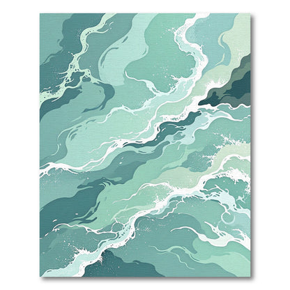 Abstract Oceanic Teal Swirl Wave Rug