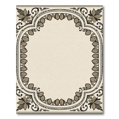 Elegant Beige Floral Acanthus Scroll Frame Rug
