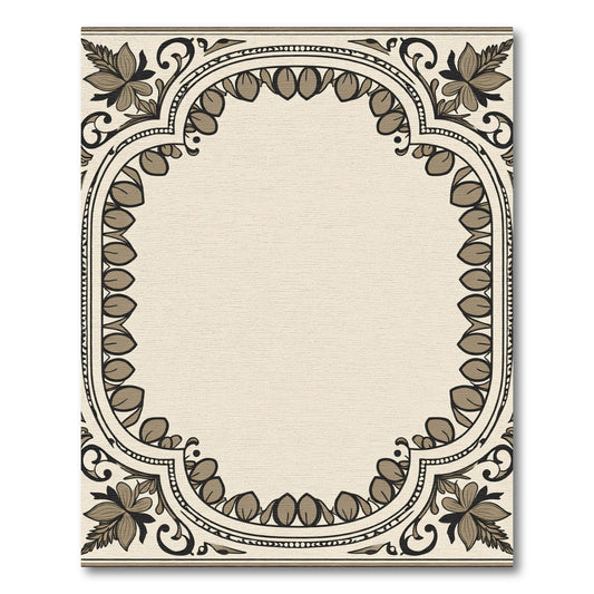 Elegant Beige Floral Acanthus Scroll Frame Rug