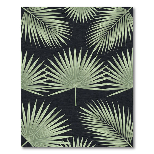 Lush Sage Tropical Palm Leaf Rug