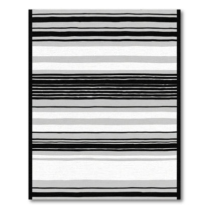 Modern Gray Black Striped Rug