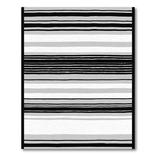 Modern Gray Black Striped Rug