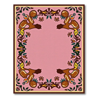 Blush Pink Abstract Floral Border Rug