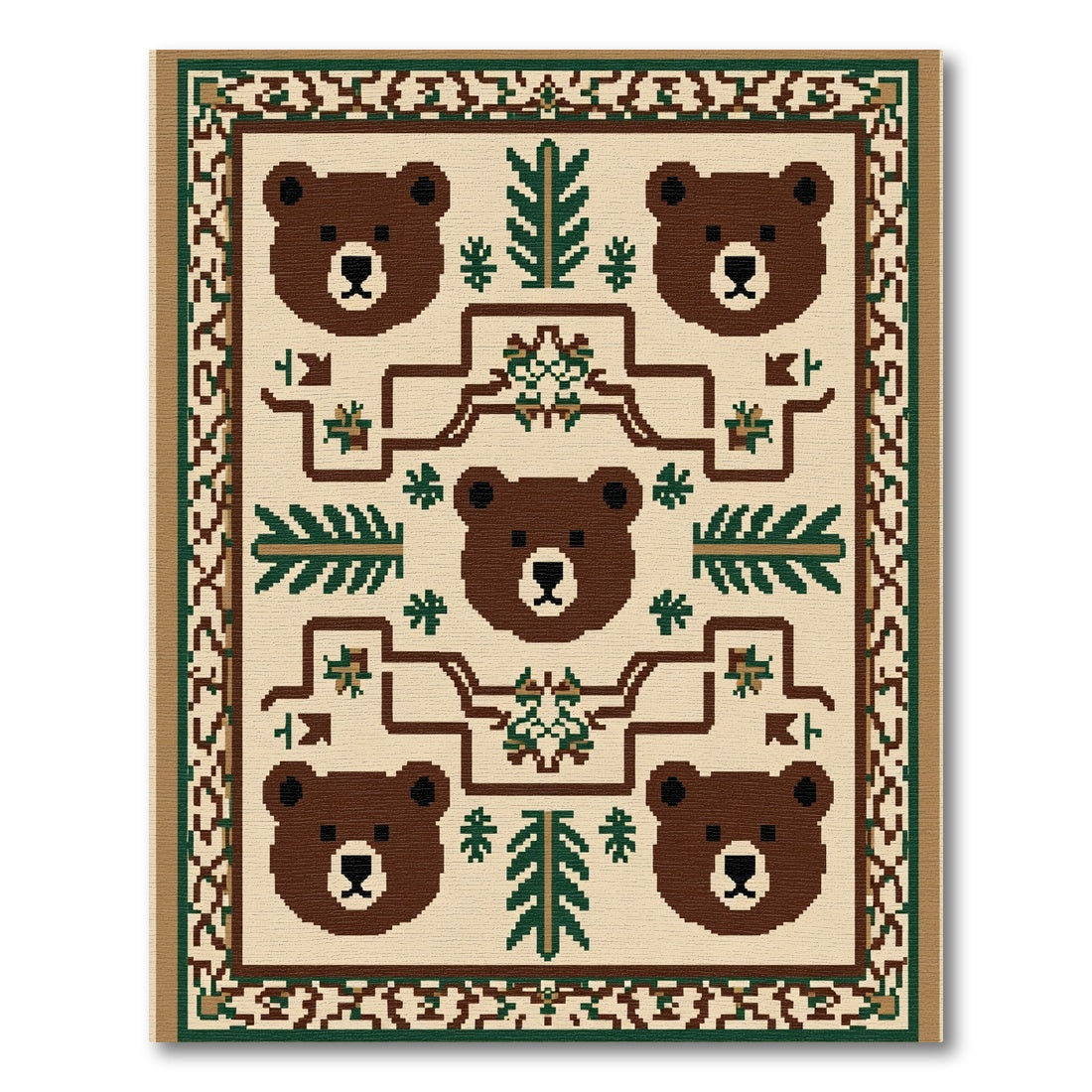 Brown Bear Forest Woodland Rug