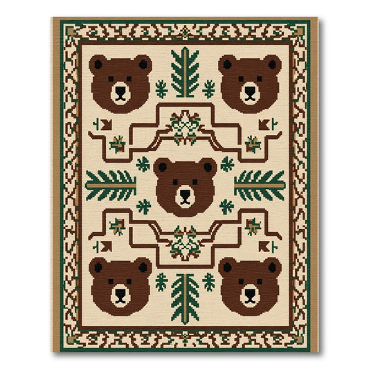 Brown Bear Forest Woodland Rug