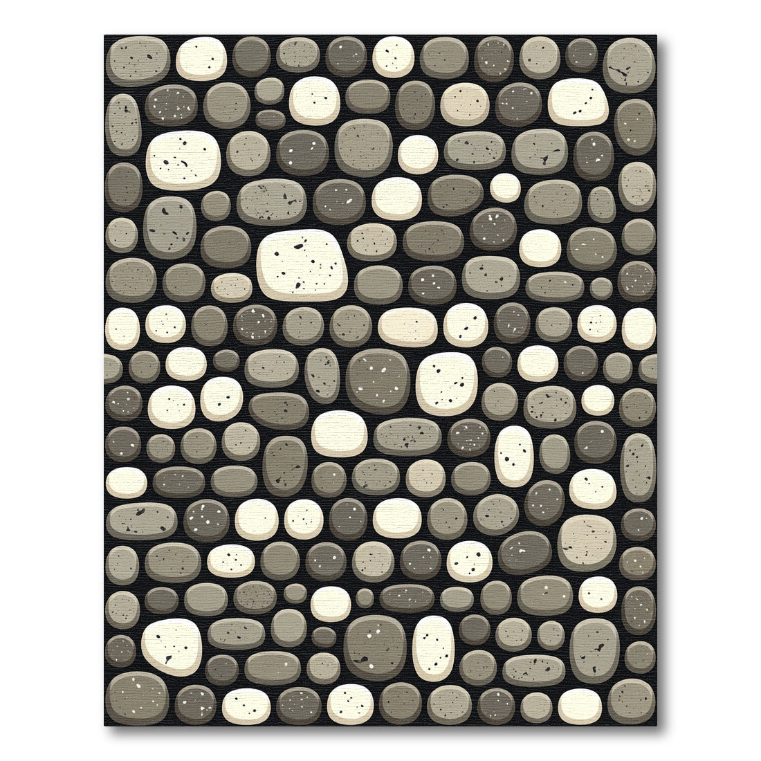 Monochrome Pebbled Stone Organic Mosaic Rug