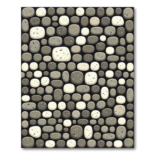 Monochrome Pebbled Stone Organic Mosaic Rug