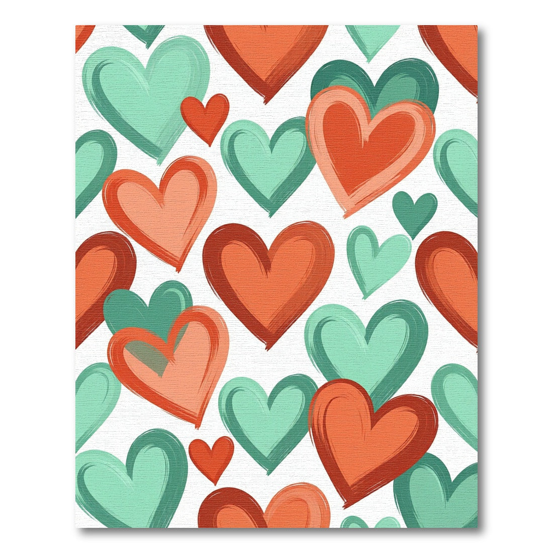 Whimsical Brushed Peach and Teal Hearts Rug