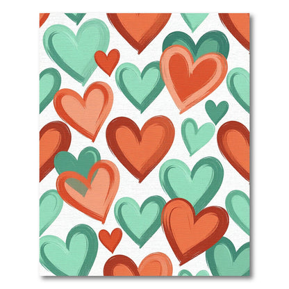 Whimsical Brushed Peach and Teal Hearts Rug