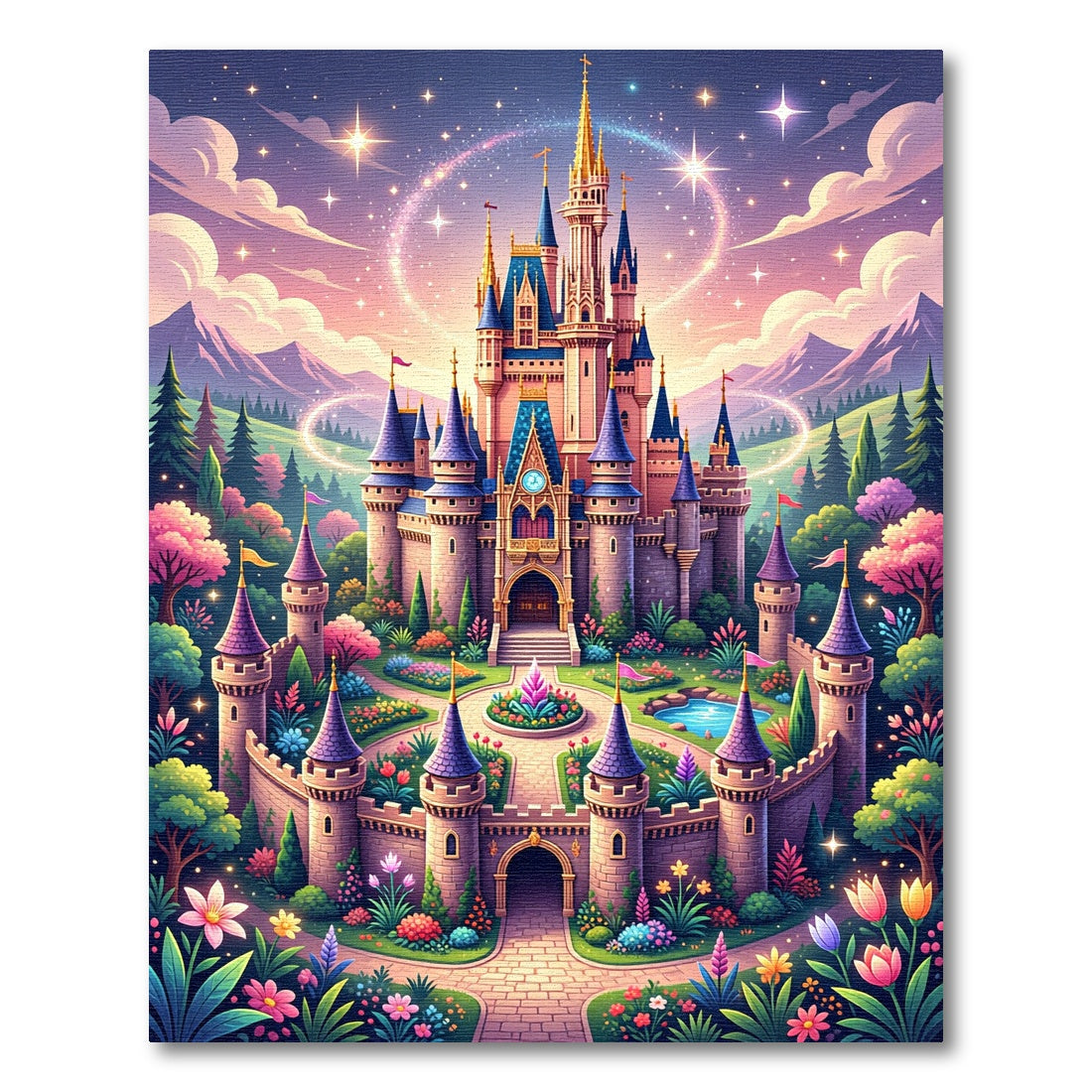 Whimsical Magical Castle Garden Rug