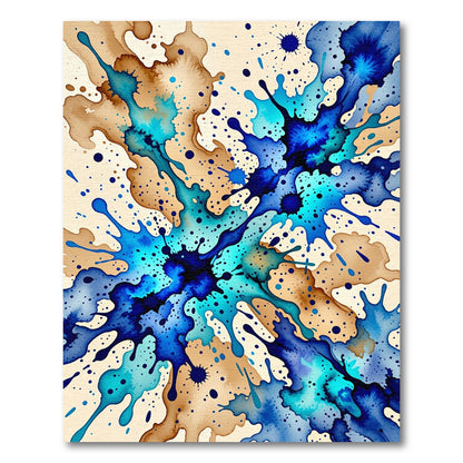 Vibrant Blue Ink Splash Abstract Art Rug