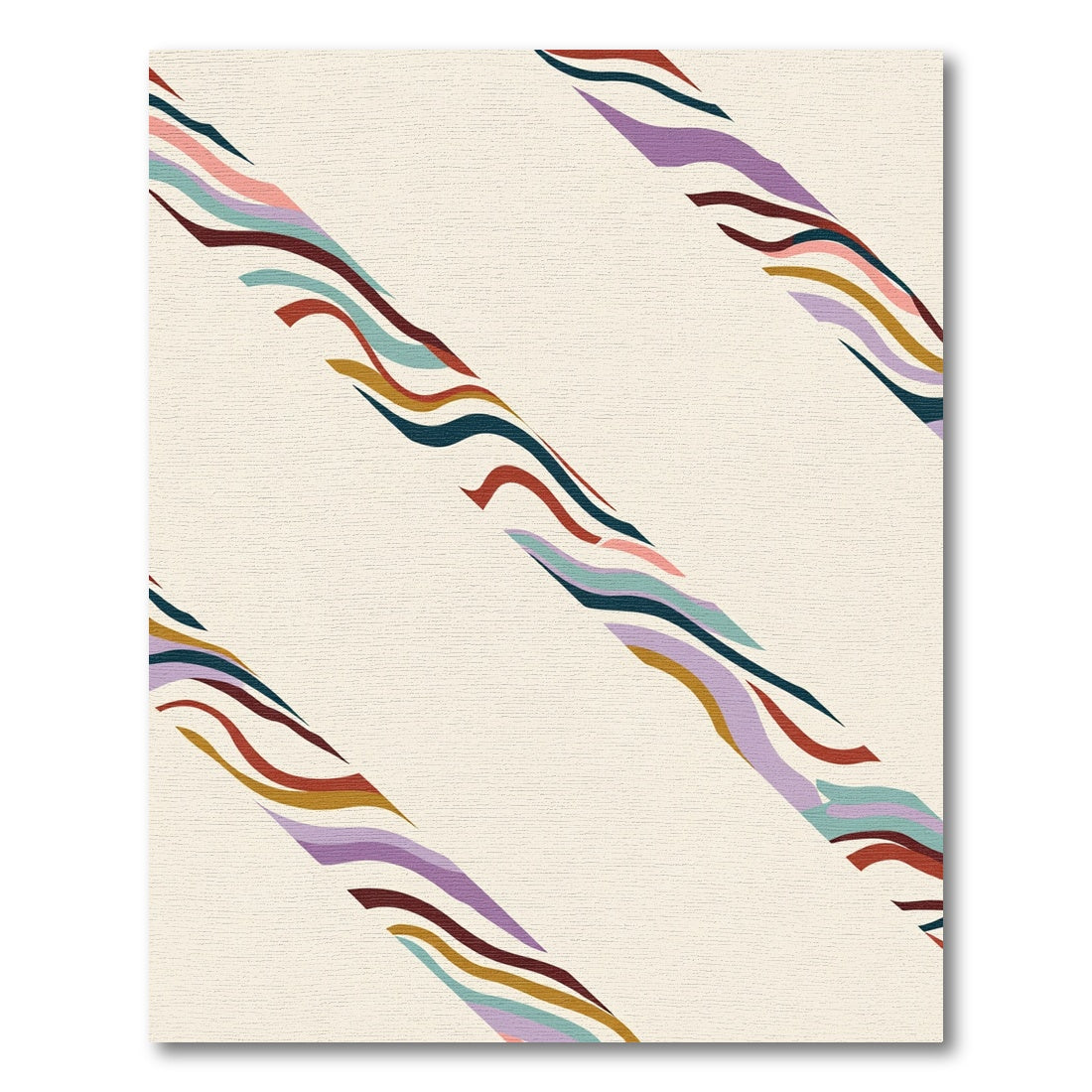 Abstract Wavy Stripe Ribbon Composition Rug