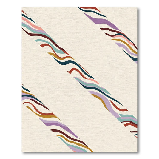 Abstract Wavy Stripe Ribbon Composition Rug