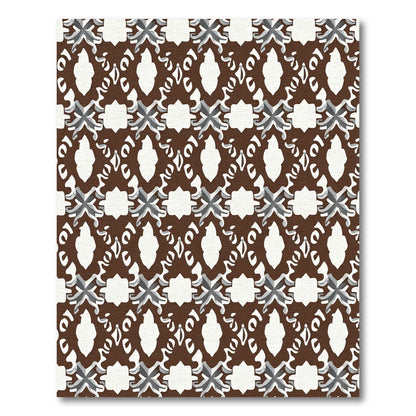 Brown White Gray Geometric Medallion Rug